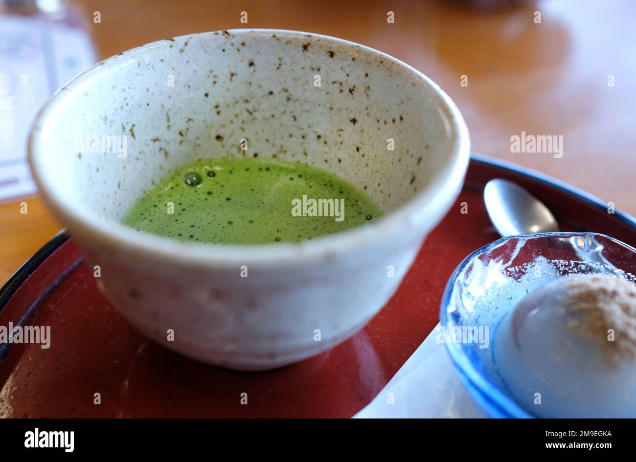 Matcha Tea Restarant Close-up of a cup of matcha tea in a Japanese restaurant Stock Photo ...