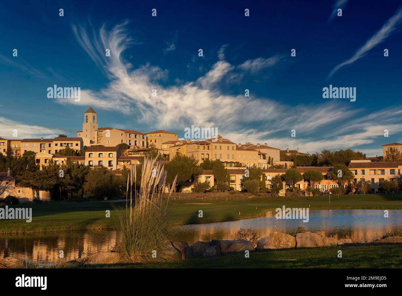 Village of Pont Royal at sunset, in Vaucluse, Provence, France Stock