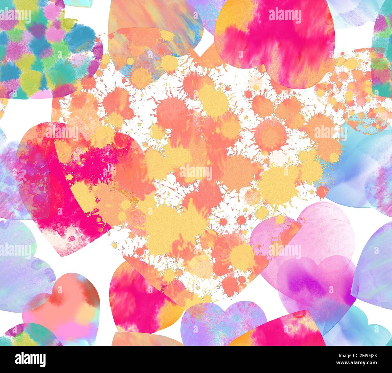 Heart watercolor seamless pattern on white background Stock Photo - Alamy
