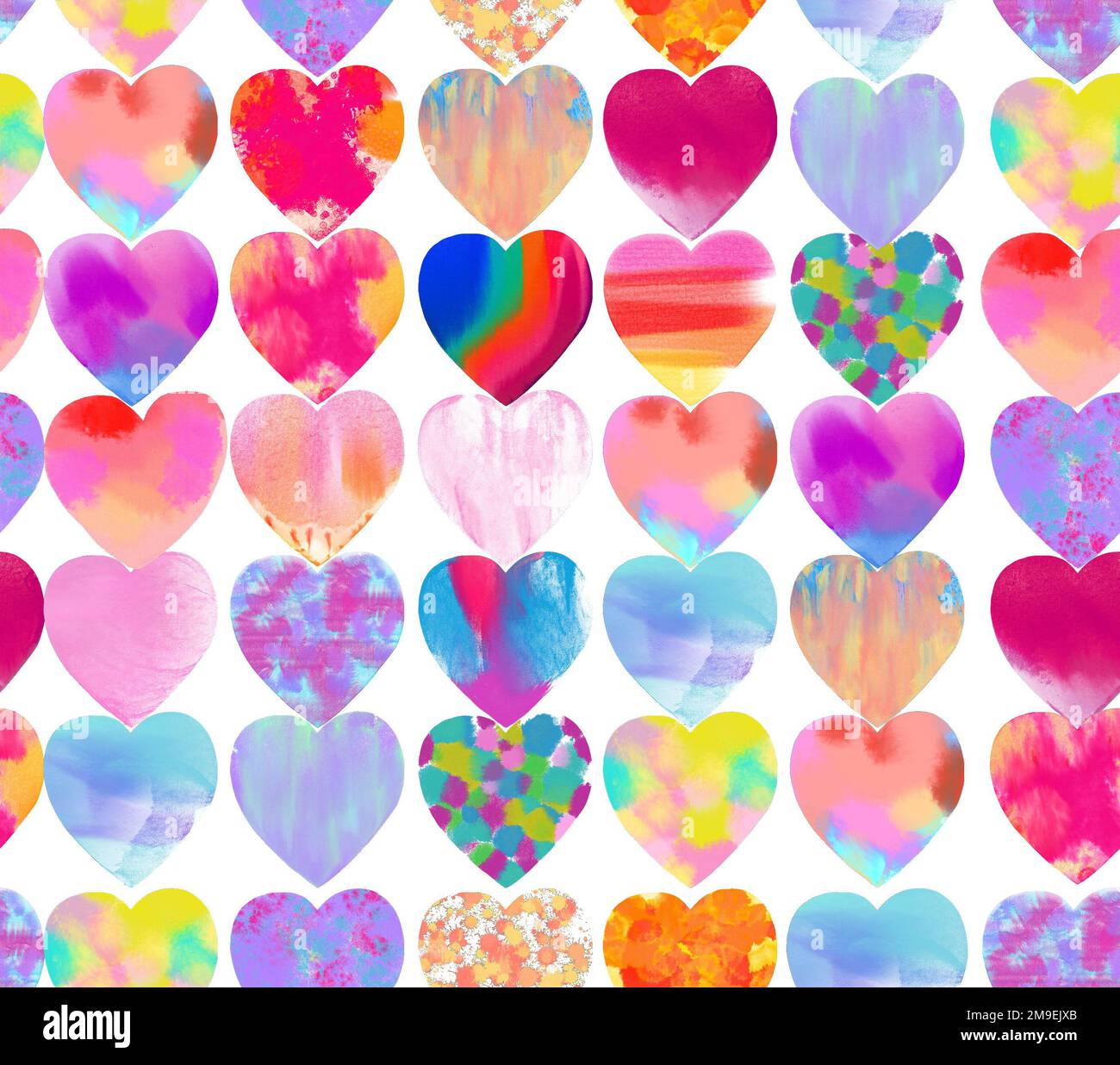 Heart watercolor seamless pattern on white background Stock Photo - Alamy
