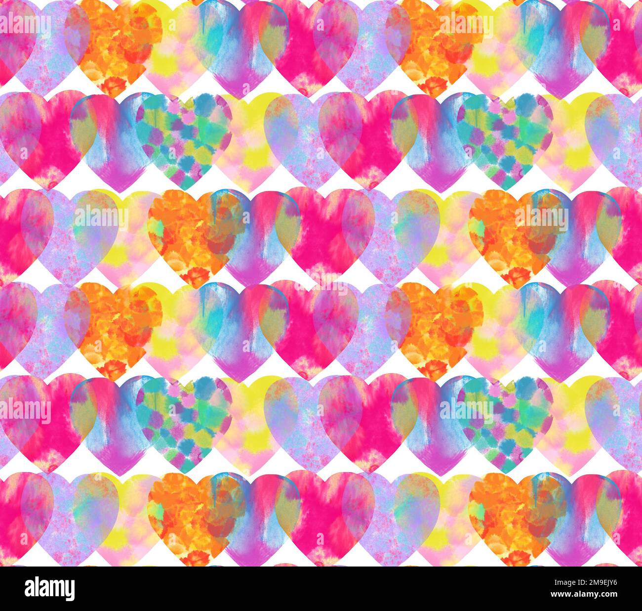 Heart watercolor seamless pattern on white background Stock Photo - Alamy
