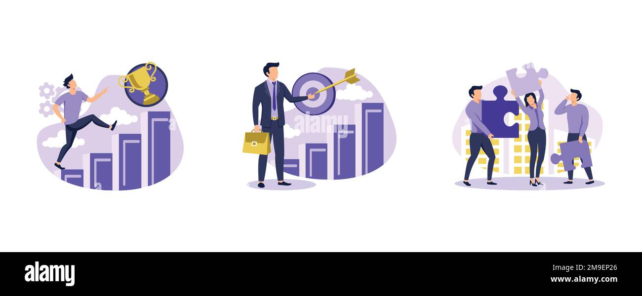 Business growth. Goals, motivation and collaboration, achievement and ...
