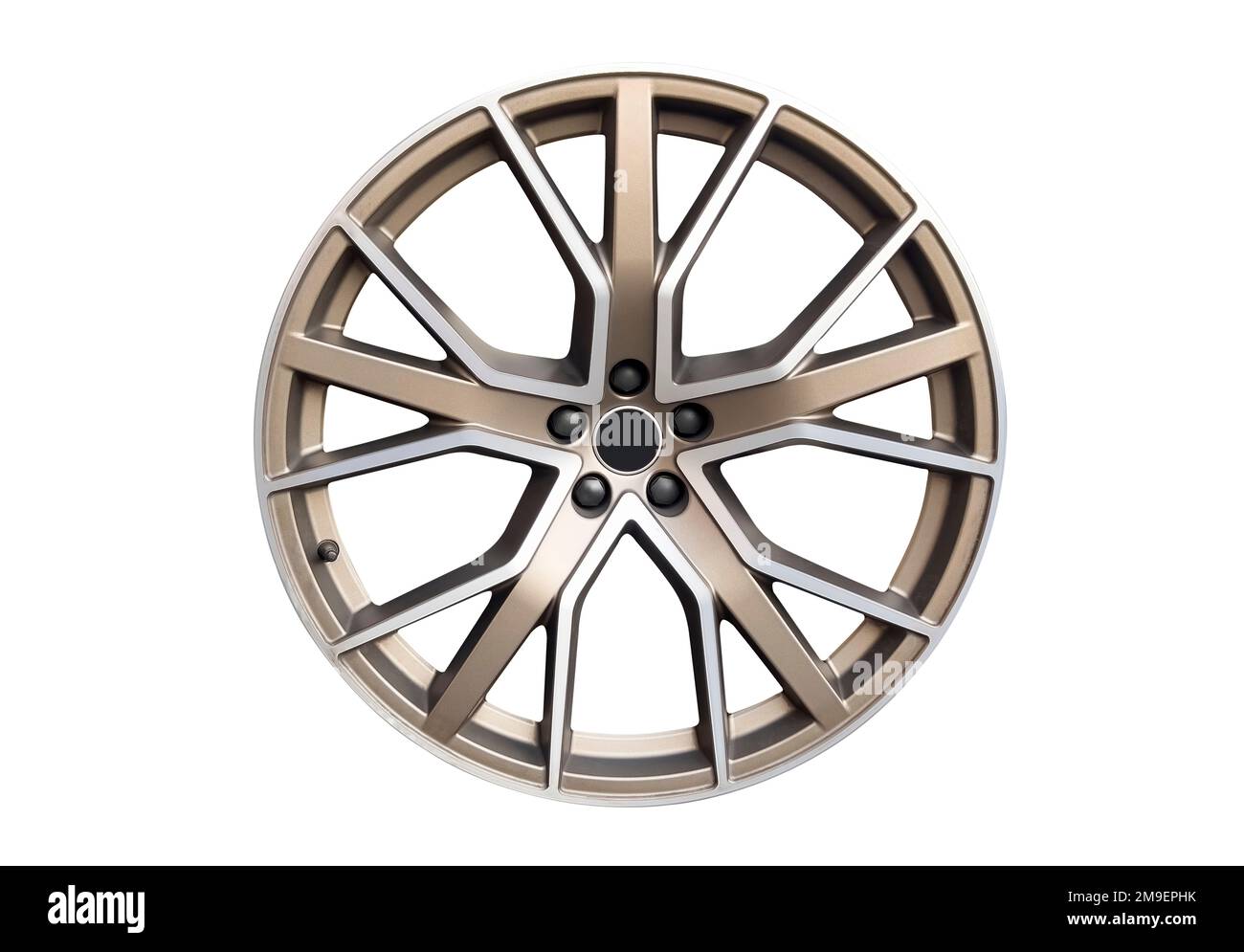 Car alloy wheel isolated on white background. New alloy wheel for a car