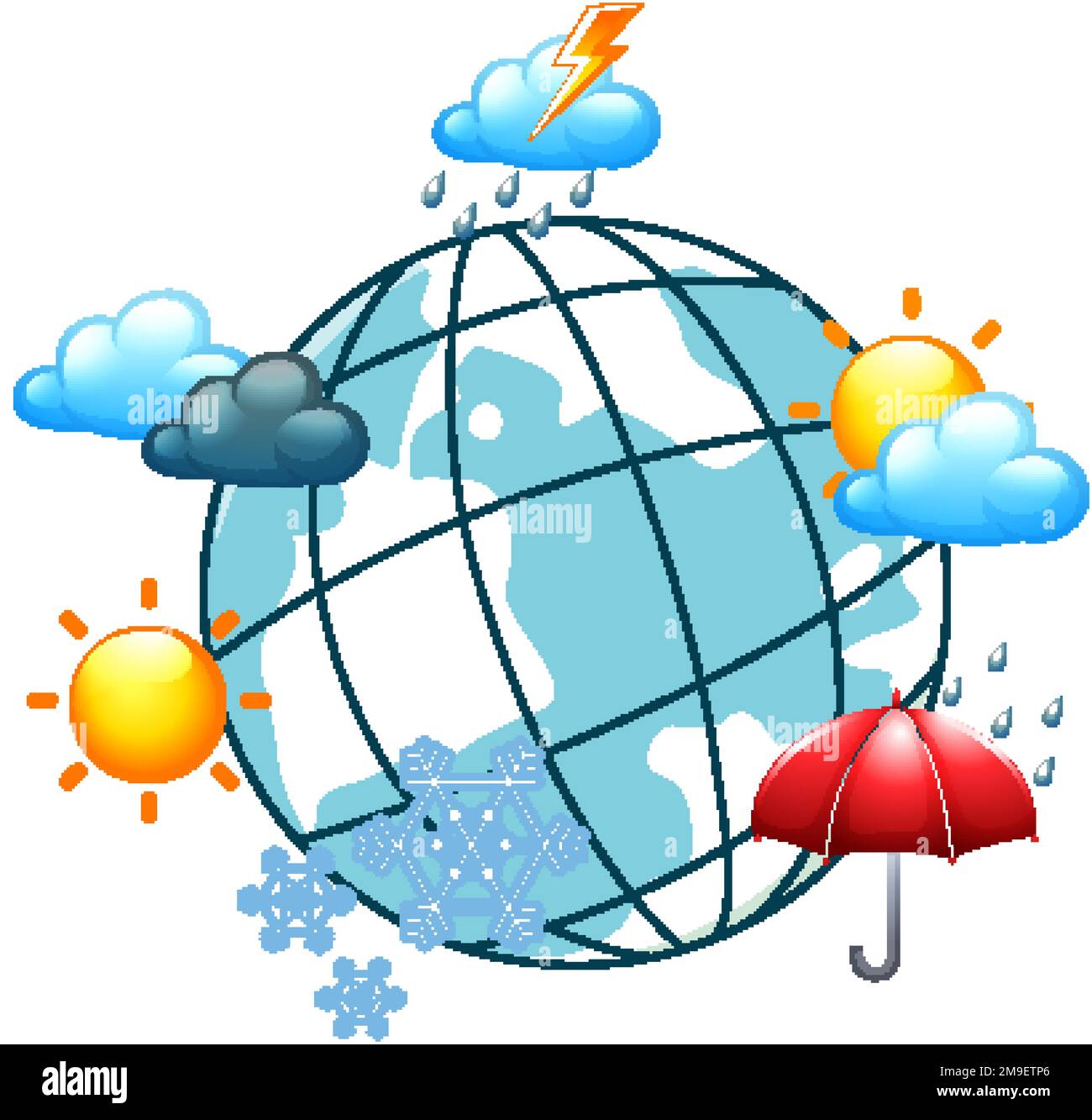 Sunny rainy cloudy weather icons illustration Stock Vector Image & Art ...
