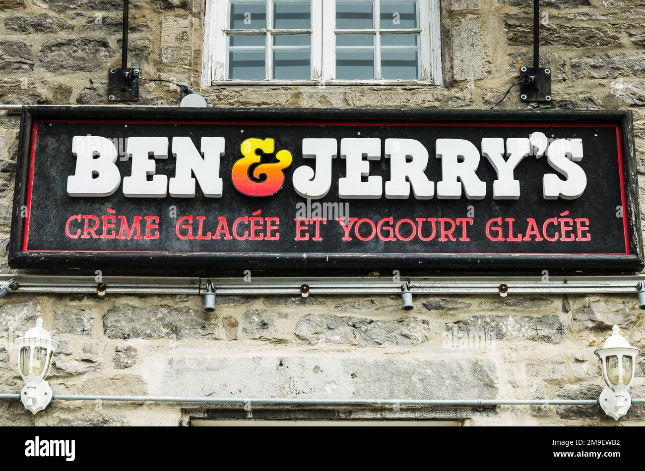Ben and Jerry's ice cream logo on facade at store in Montreal, Canada