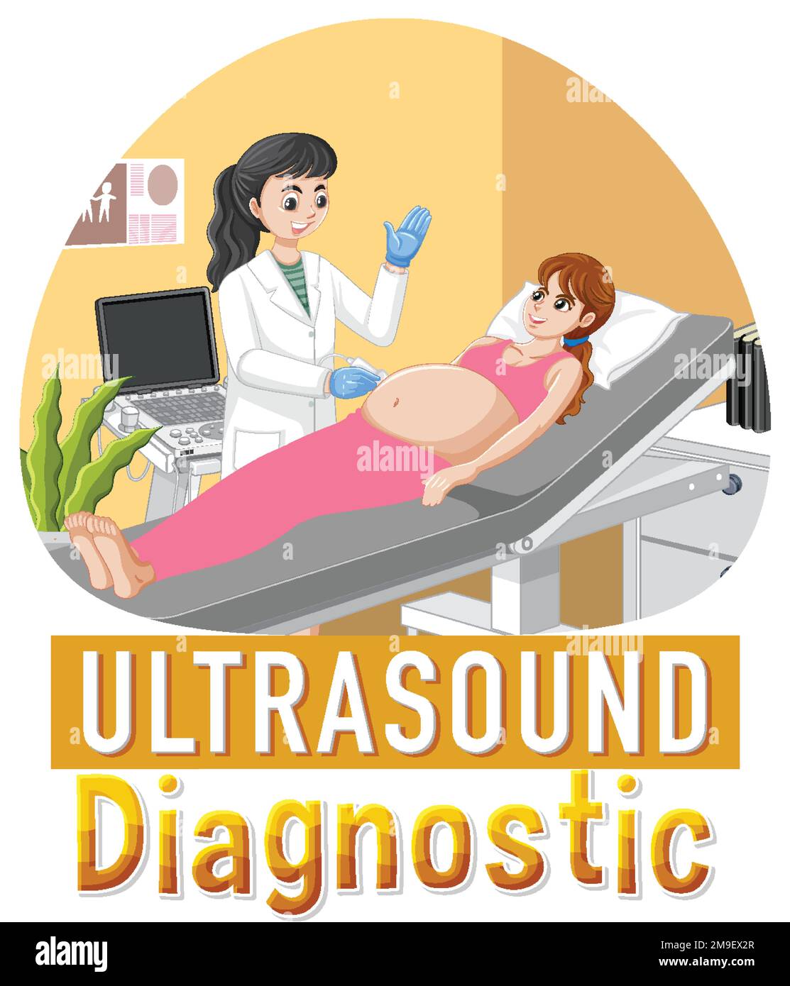 Ultrasound in pregnancy for banner or poster design illustration Stock