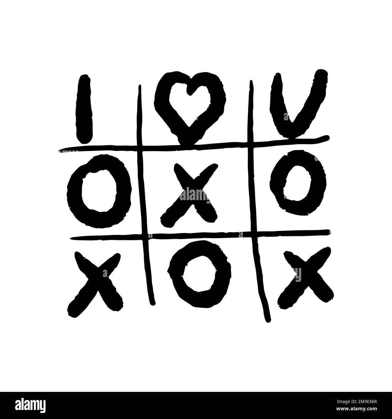 Tic Tac Toe or Naughts and Crosses blank game board with hearts as concept  for love in vector illustration Stock Vector