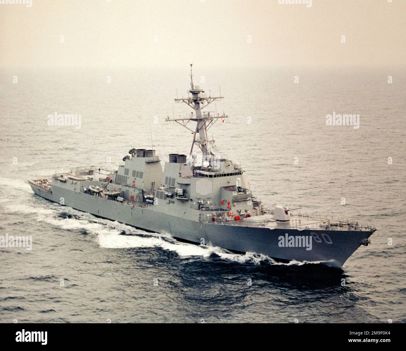 Starboard quarter view of the Arleigh Burke Block II Aegis class guided missile destroyer USS ROOSEVELT (DDG 80) underway on the builder's sea trials. Country: Gulf Of Mexico Stock Photo