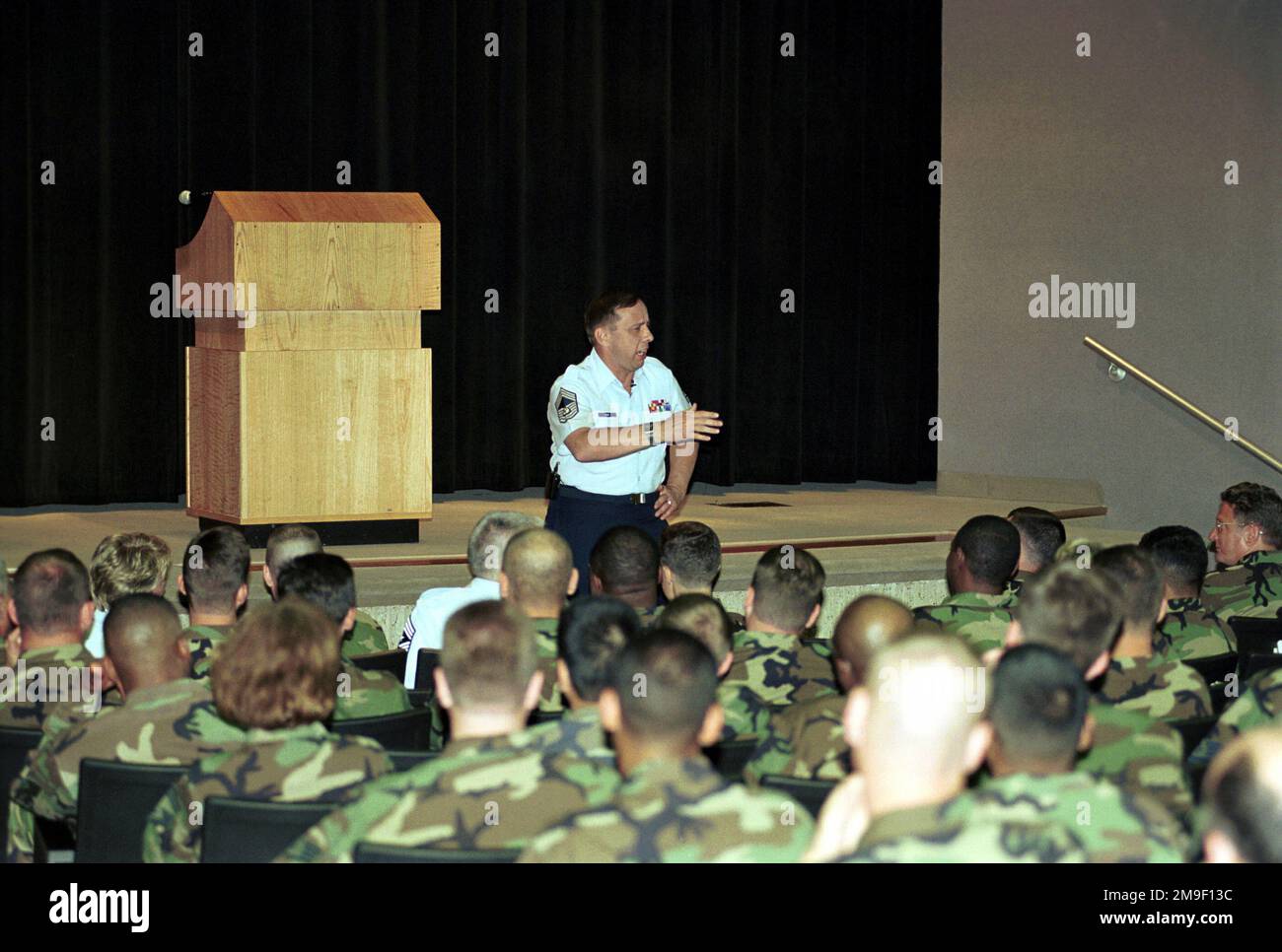 Right side profile medium long shot as US Air Force CMSAF Jim Finch