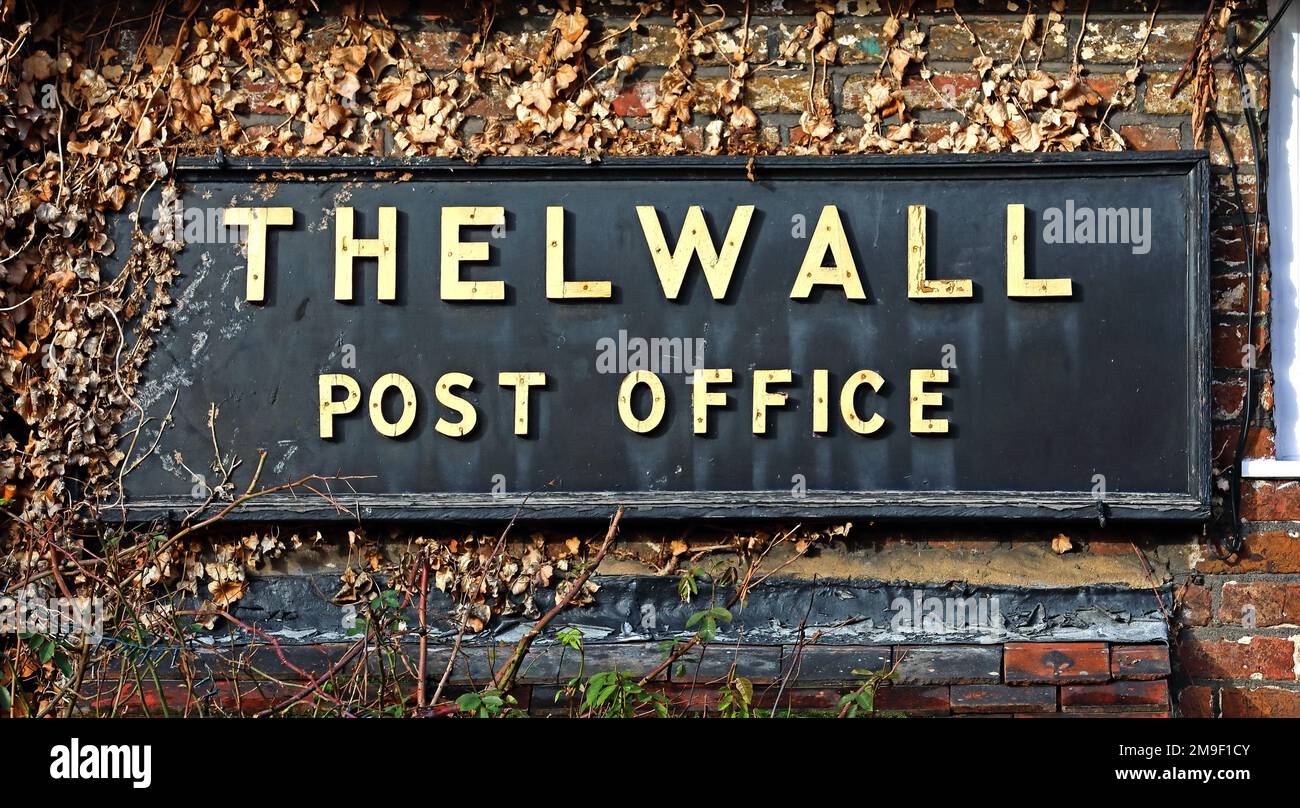 Thelwall's historic old village post office, Bell Lane, Thelwall, South Warrington, Cheshire, England, UK, WA4 2SU Stock Photo