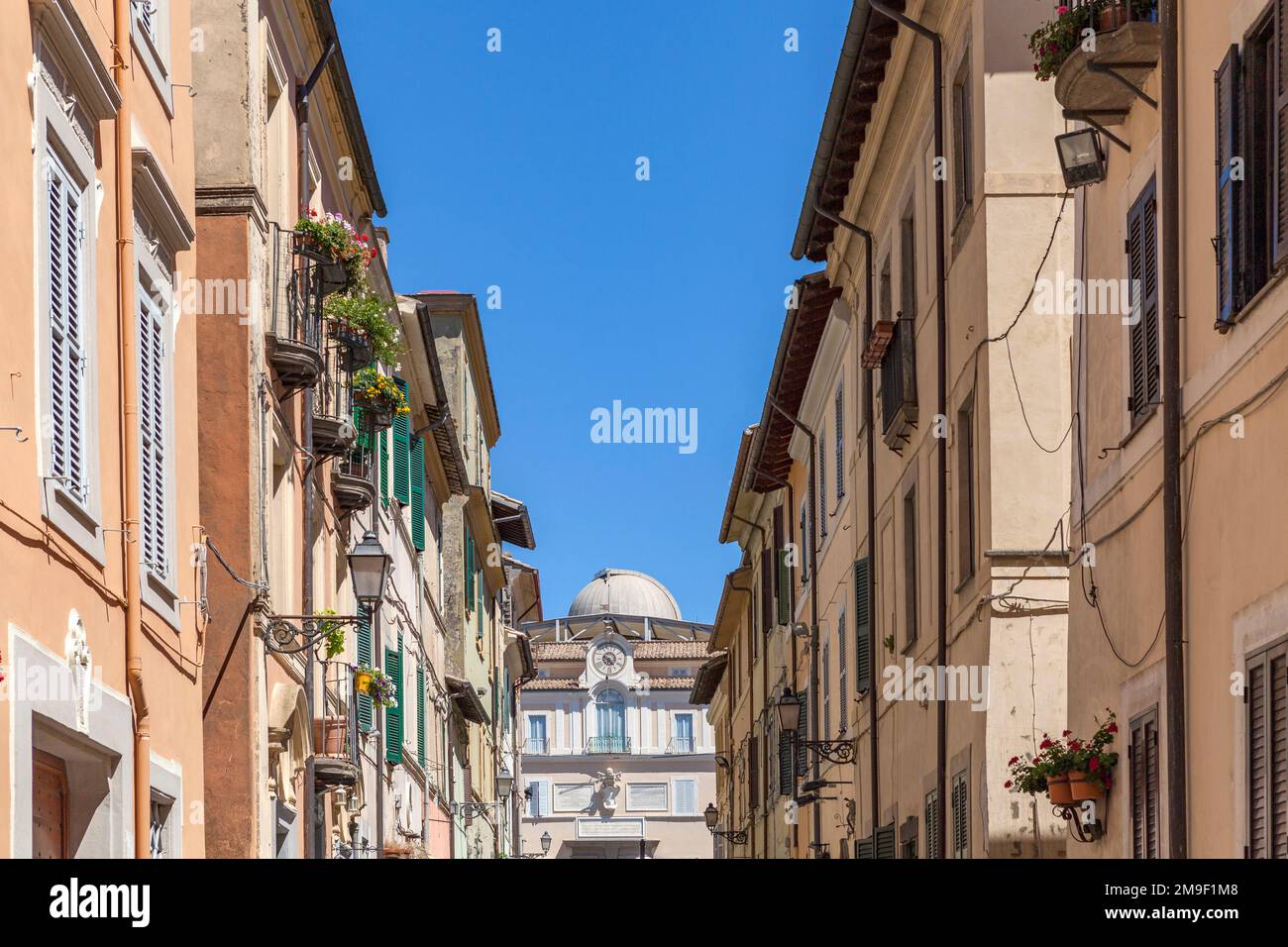 Street leading to the Apostolic Palace and the Vatican Observatory, Castel Gandolfo, Italy Stock Photo