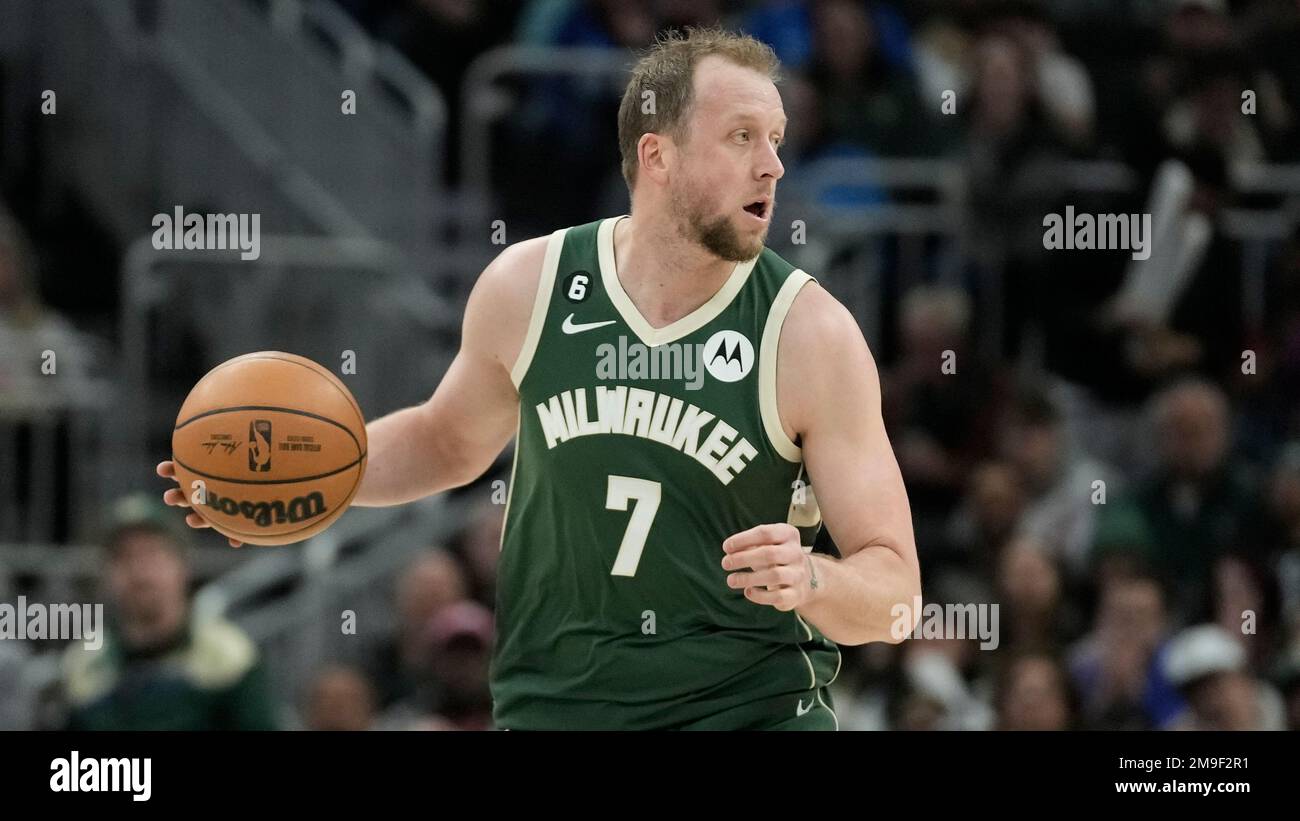 Milwaukee Bucks' Joe Ingles during the second half of an NBA basketball  game against the Toronto Raptors Tuesday, Jan. 17, 2023, in Milwaukee. The  Bucks won 130-122. (AP Photo/Morry Gash Stock Photo - Alamy