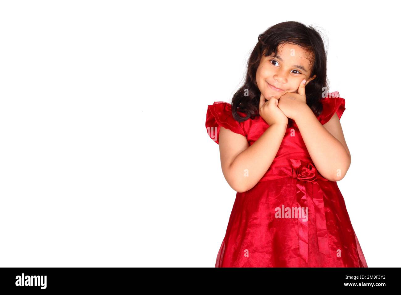 Cute Asian little girl on white background Stock Photo