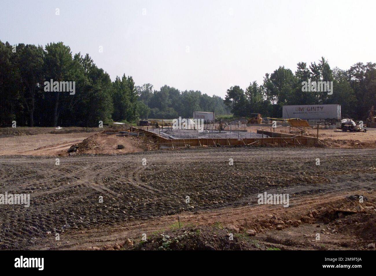 Straight on long shot of the base of the foundation on the new