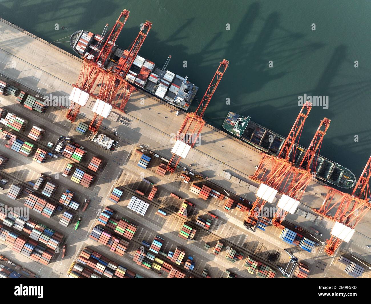 LIANYUNGANG, CHINA - JANUARY 18, 2023 - Aerial photo shows cargo ...