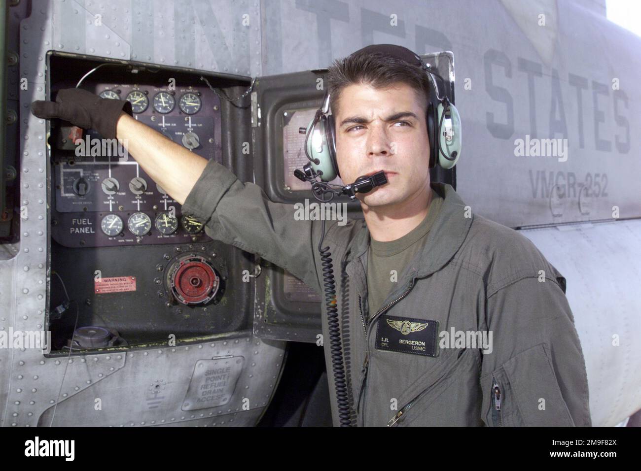 United States Marine Corps Corporal Lance Bergeron, a KC130 Hecules
