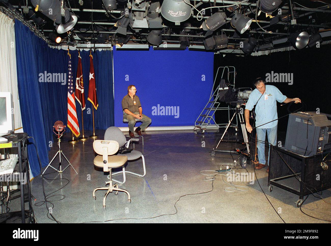 The Fort Sam Houston Audio/Visual Television Production crew checks