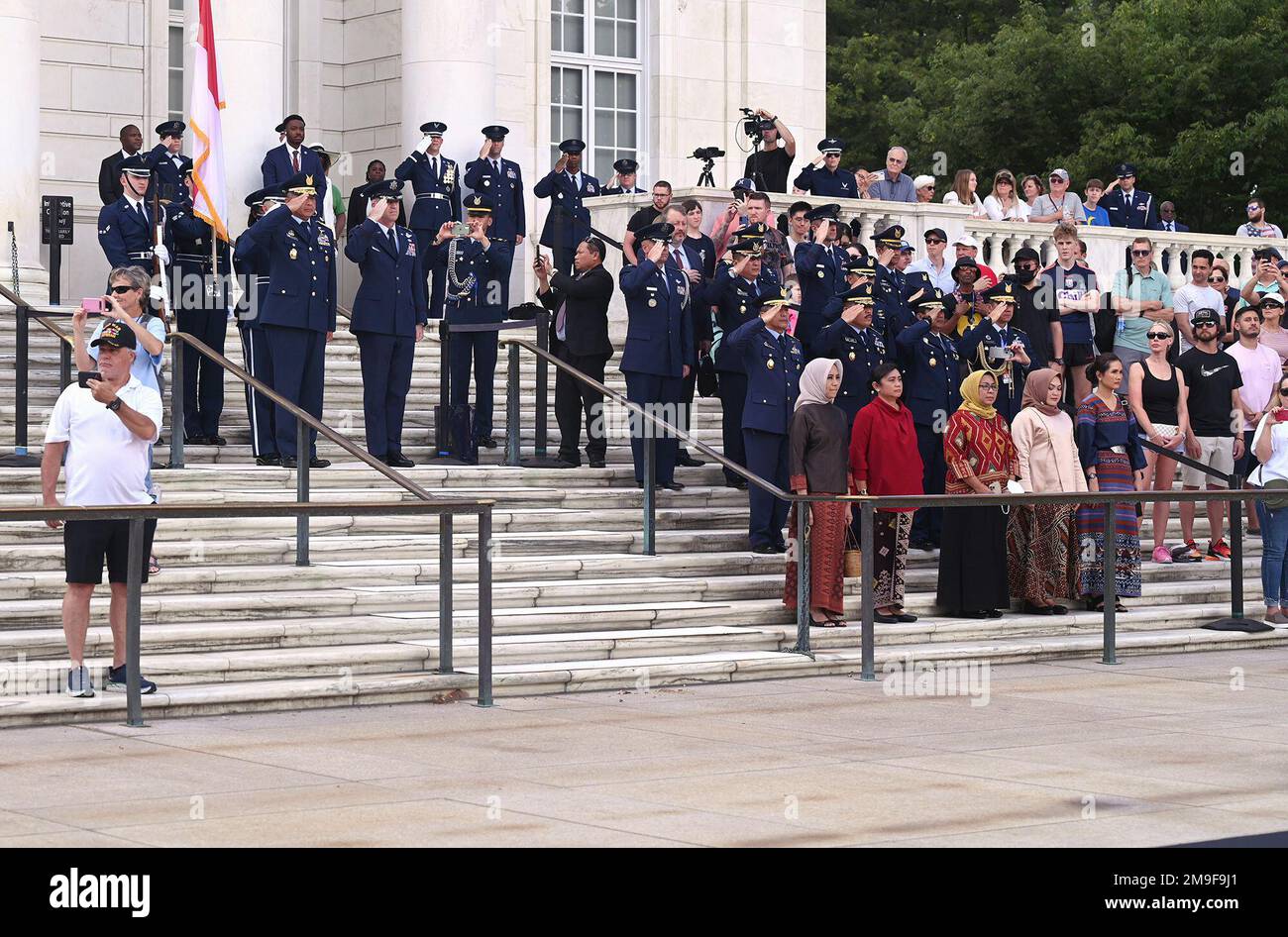 Air Force Maj. Gen. Joel Jackson and Indonesian Air Chief Marshal Fadjar Prasetyo lay a wreath at the Tomb of the Unknown Soldier,  Arlington National Cemetery, Arlington, VA., May 19, 2022. Stock Photo