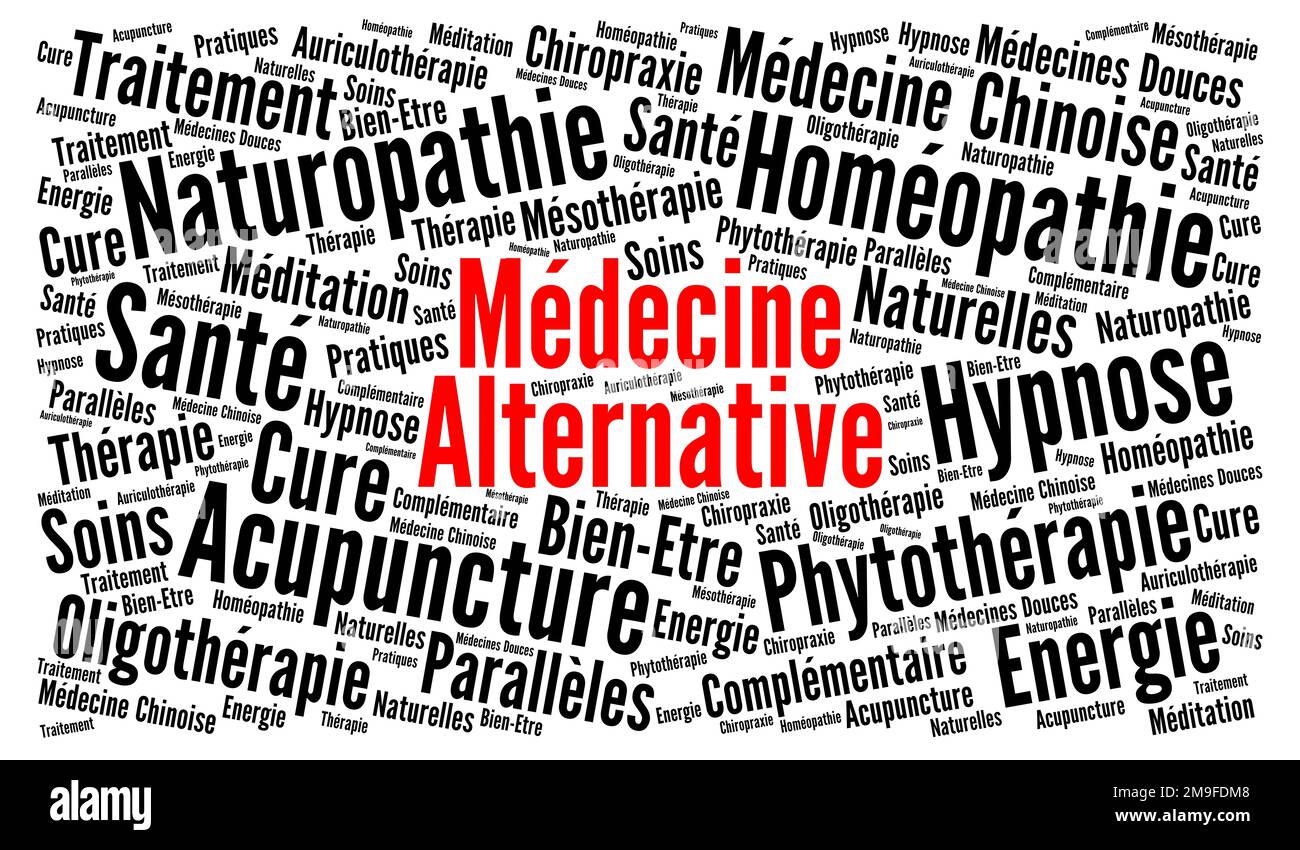 Alternative medicine word cloud in French language Stock Photo Alamy