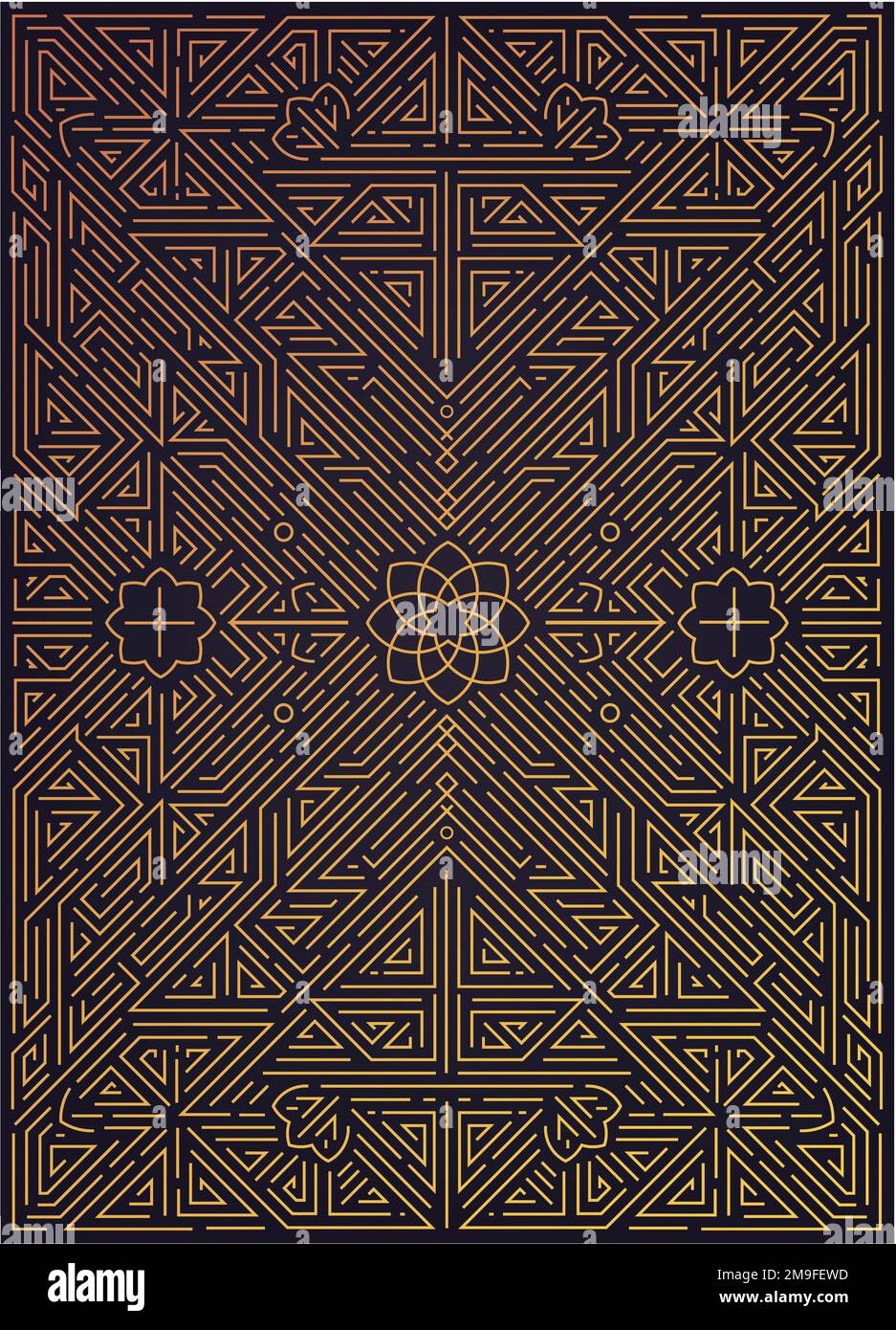 Vector abstract golden background with arabic motifs. Art deco wedding ...