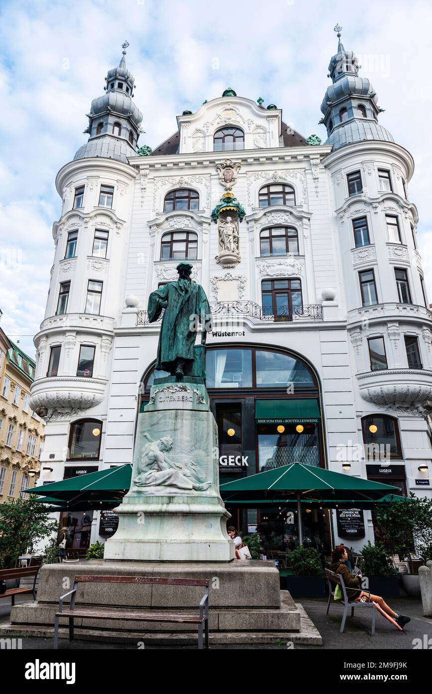 Vienna, Austria October 14, 2022 Johannes Gutenberg monument