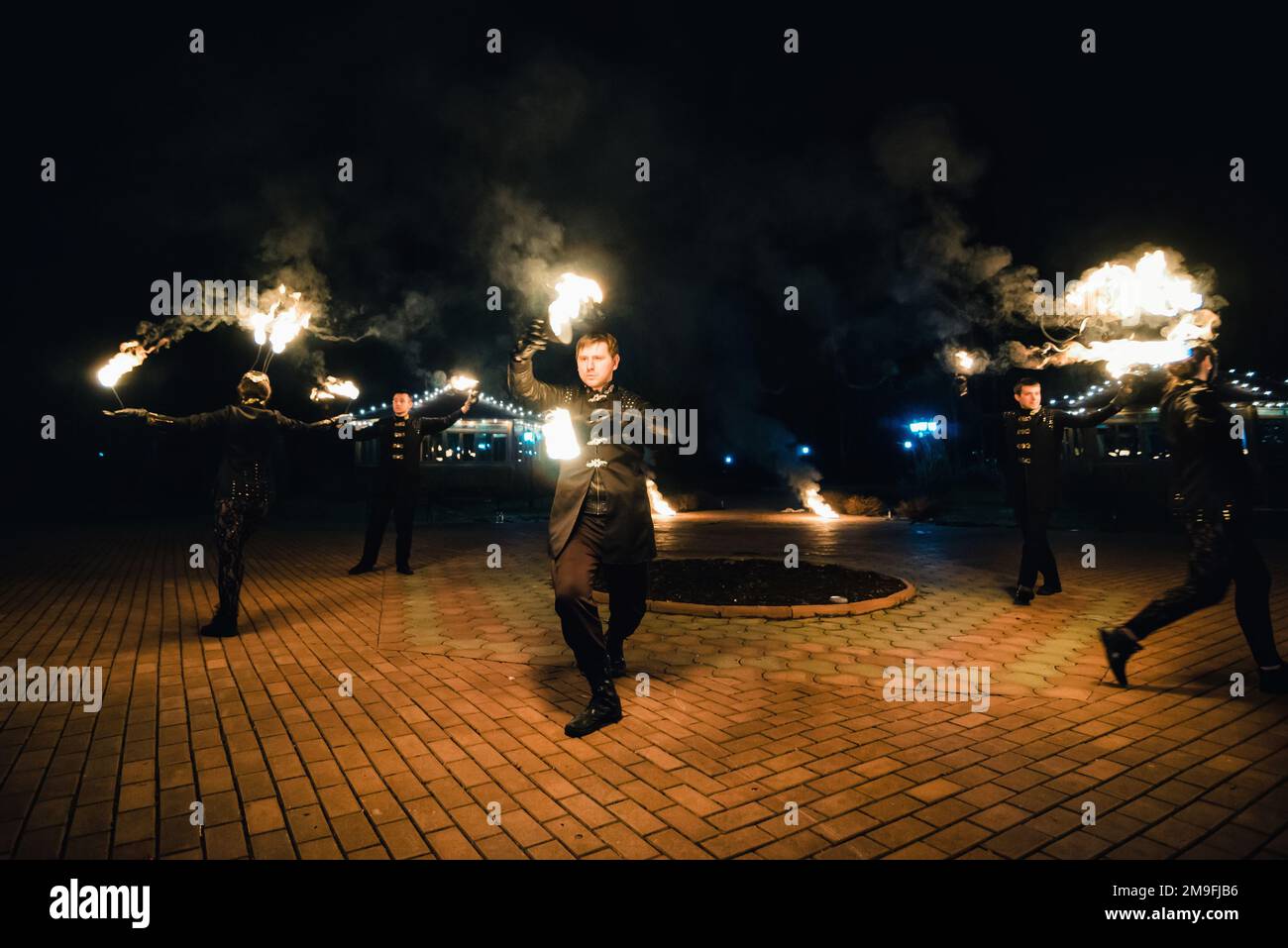 Fire from torch in night hi-res stock photography and images - Alamy