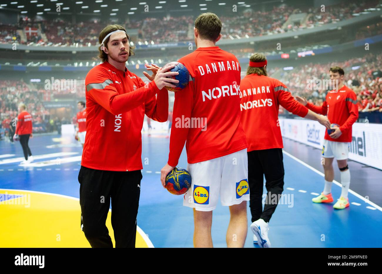 Malmo, Sweden. 17th Jan, 2023. Jacob Holm of Denmark warms up before