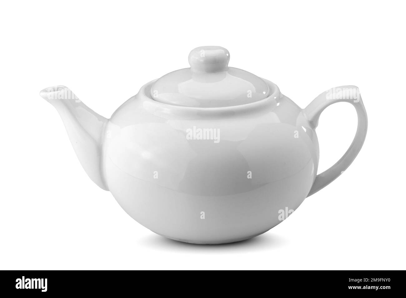 White Ceramic teapot  isolated on white, clipping path included Stock Photo