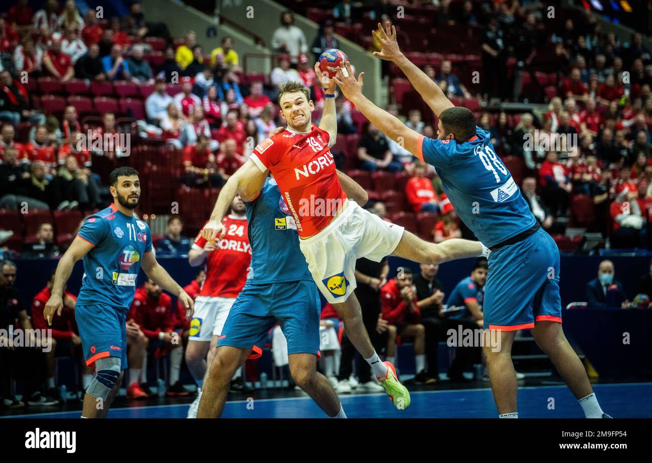 Malmo, Sweden. 17th Jan, 2023. Mathias Gidsel (19) of Denmark seen