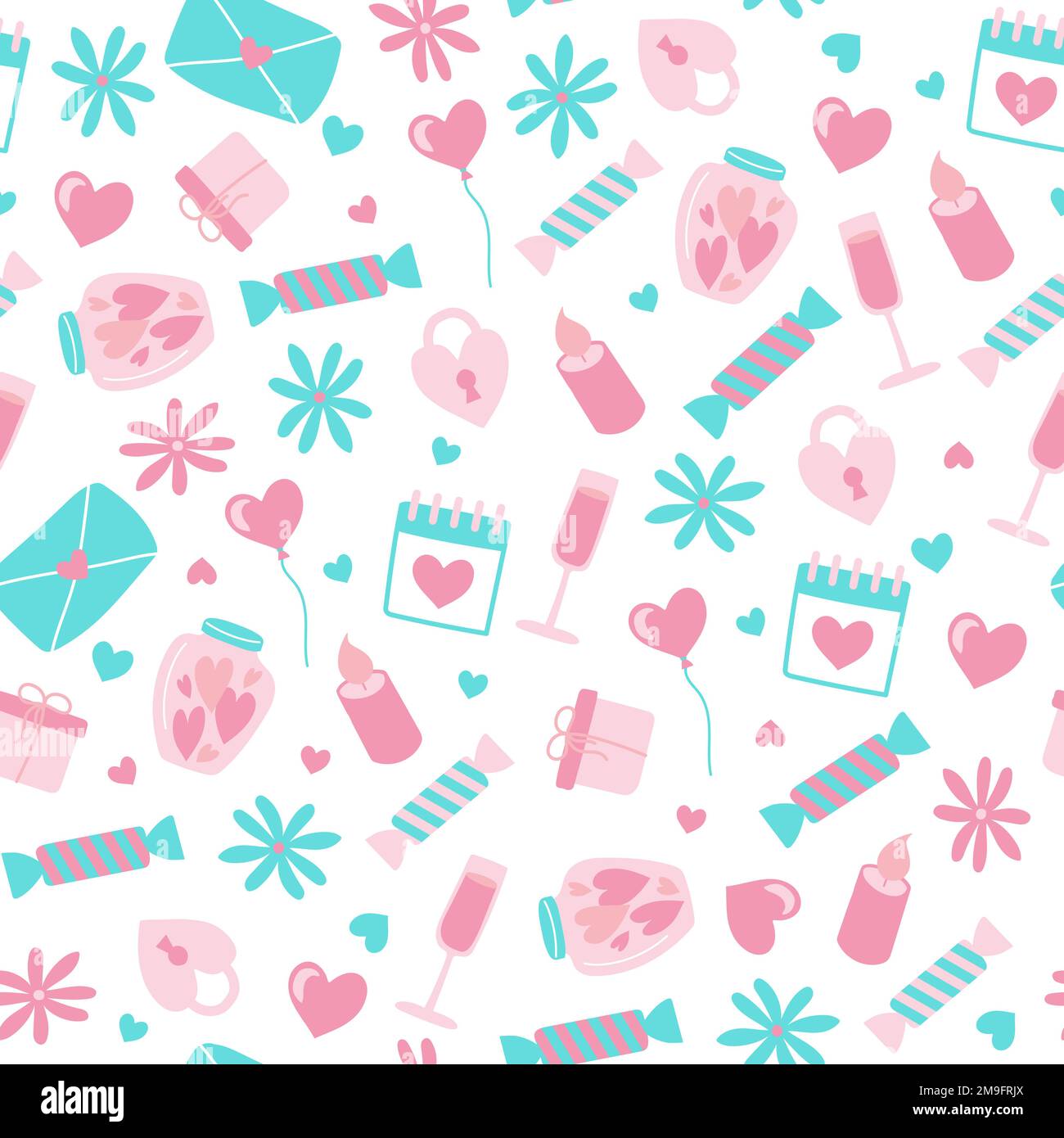 Valentine Day seamless pattern. On white background vector images of ...