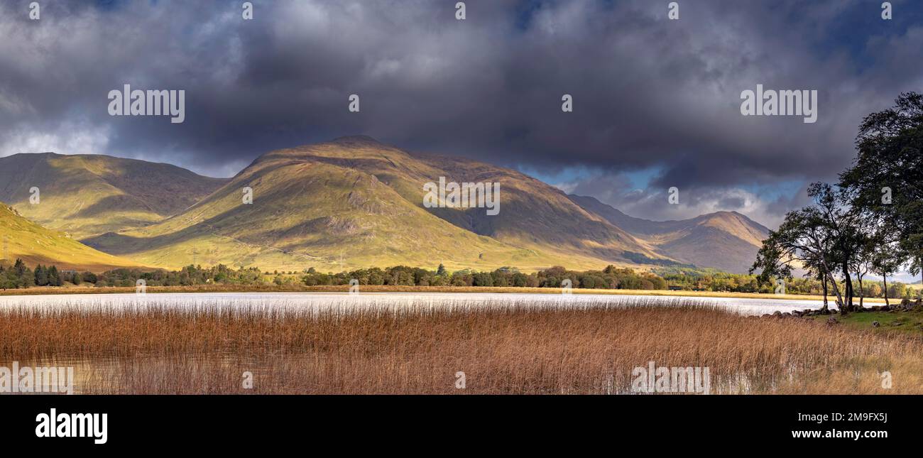 A morning view looking across Loch Awe in the Scottish Highlands. Stock Photo