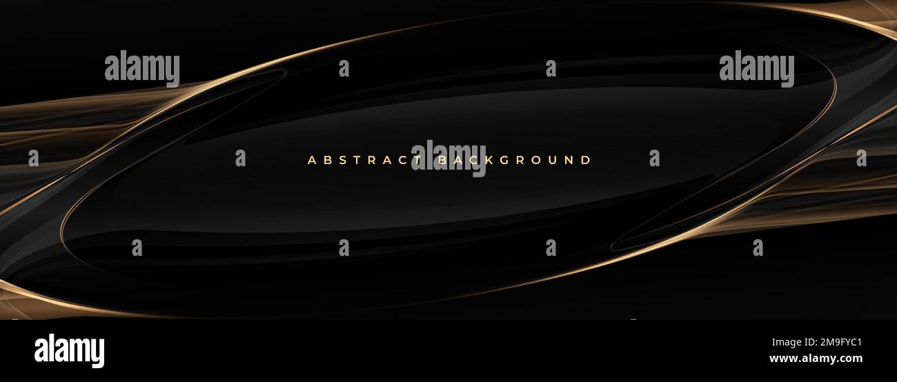 Elegant black and gold wide luxury abstract background with golden ...