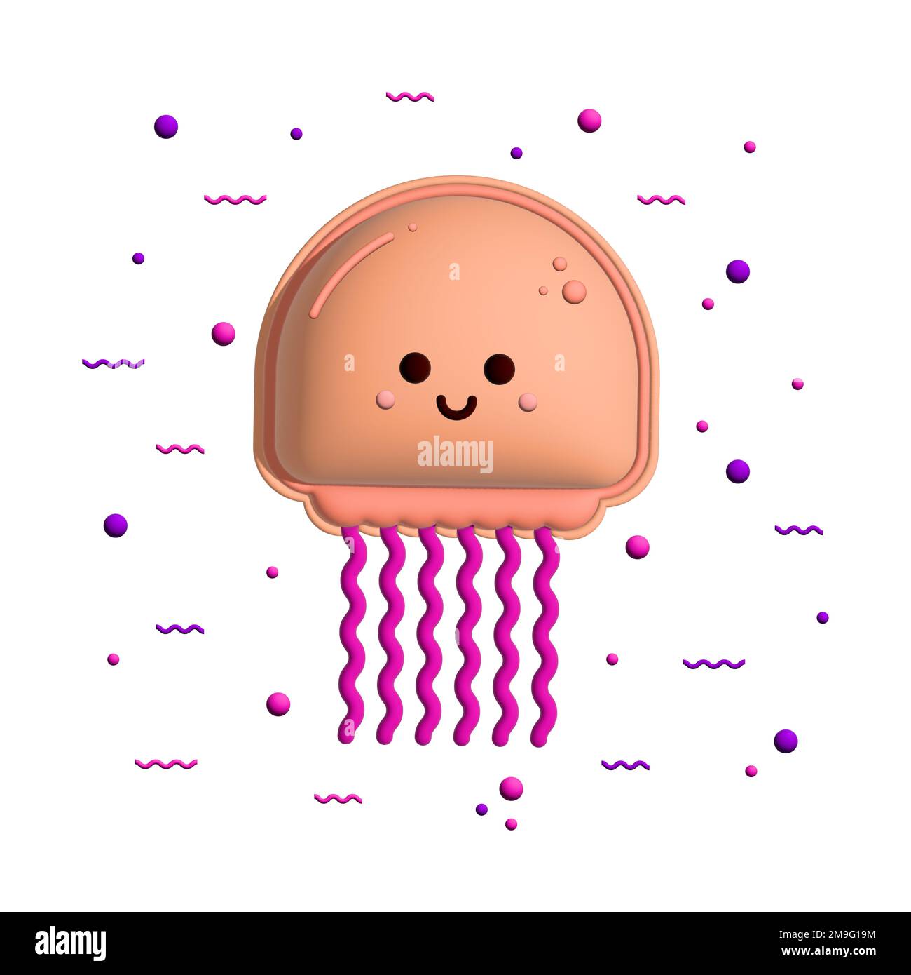 Cartoon jellyfish 3d rendering illustration Stock Photo
