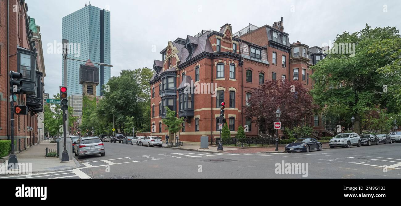 Marlboro Street in Back Bay, Boston, Massachusetts, USA Stock Photo