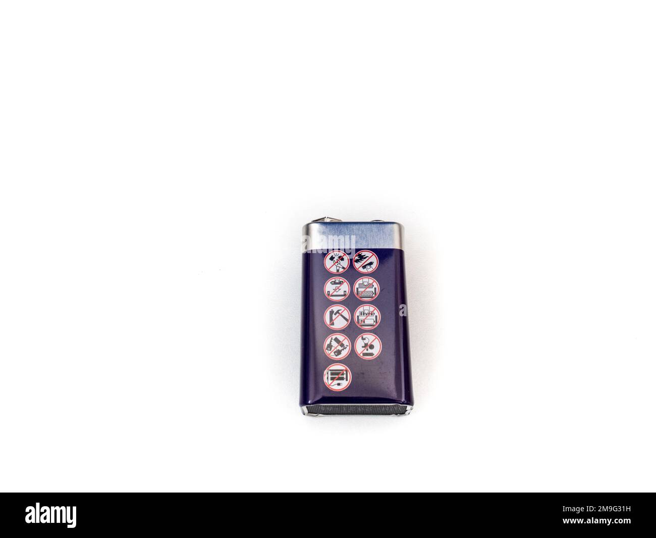 battery 9v block on white background Stock Photo - Alamy