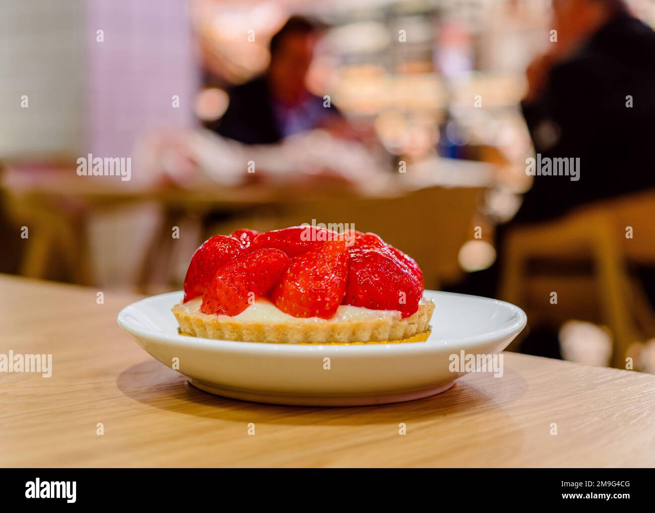 Delicious strawberry shortcake over wooden backgroundd Stock Photo - Alamy