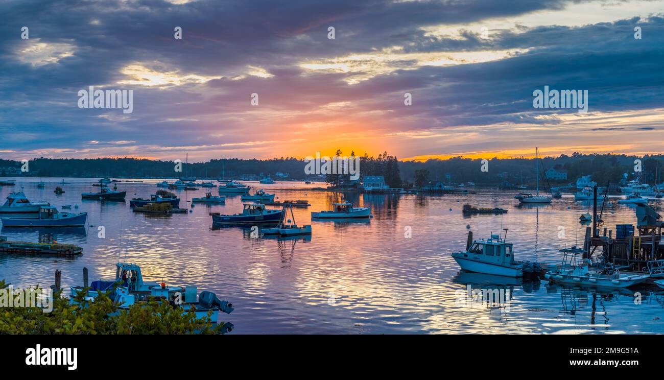 Sunset, Boothbay Harbor, Maine, USA Stock Photo