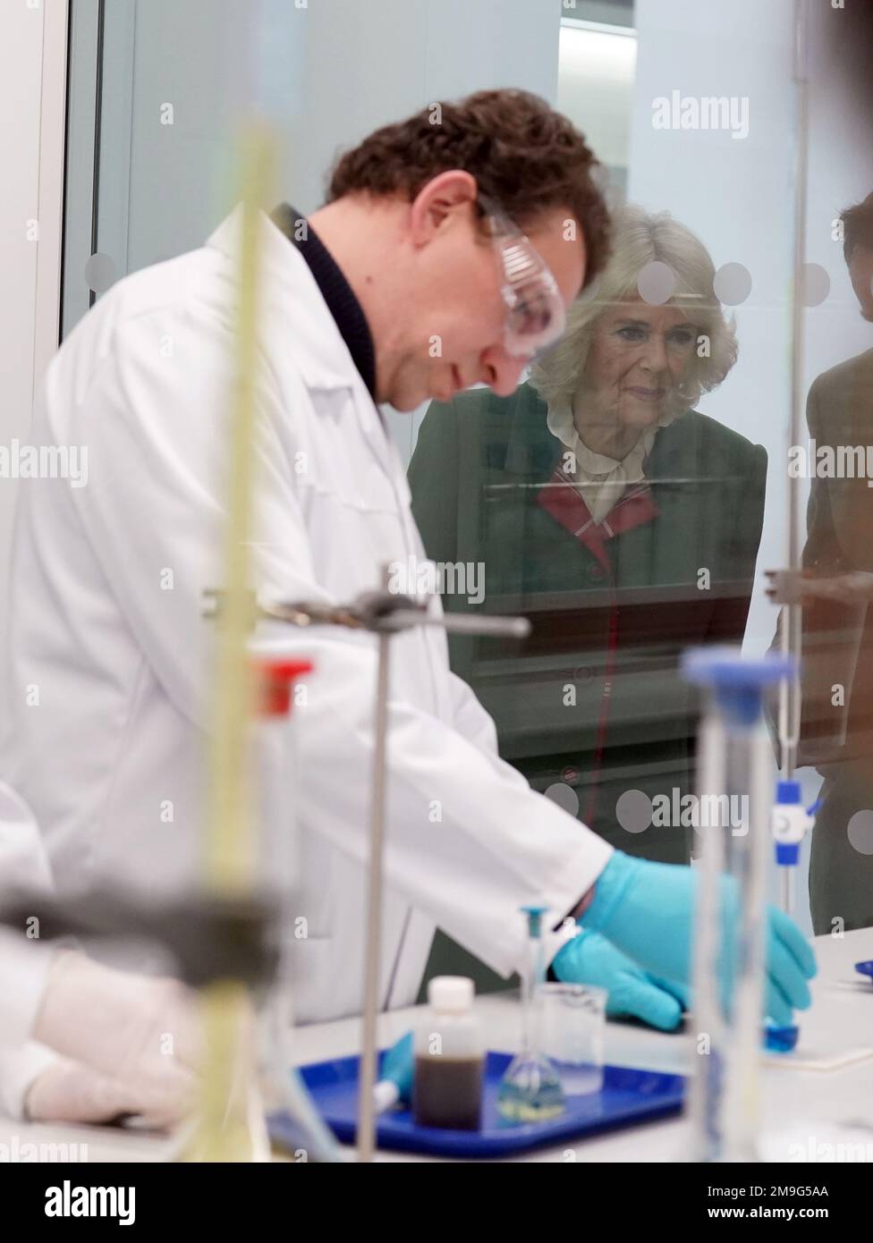 The Queen Consort, Chancellor of the University of Aberdeen, looks at a ...