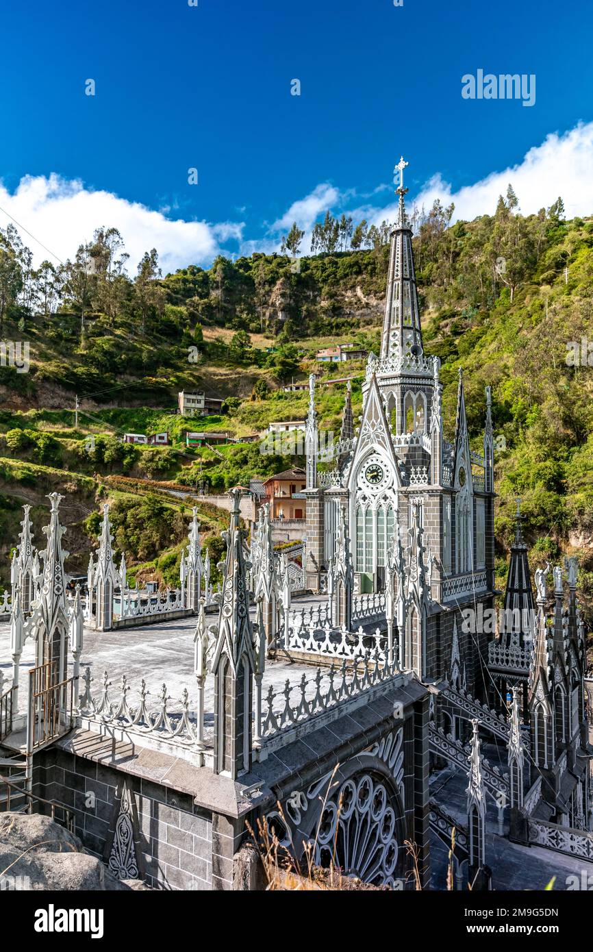 Colombia - October 9, 2022: National Shrine Basilica of Our Lady of Las Lajas  Stock Photo