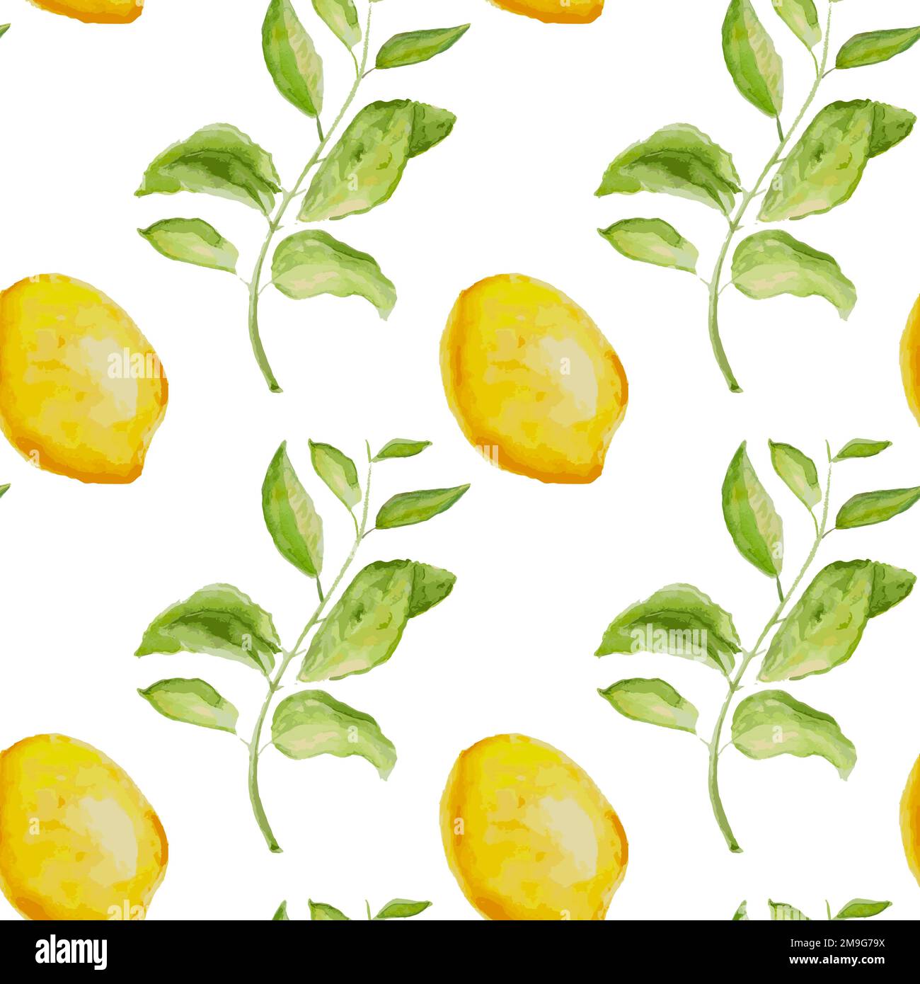 Vector seamless watercolor pattern with hand drawn lemons Stock Vector ...