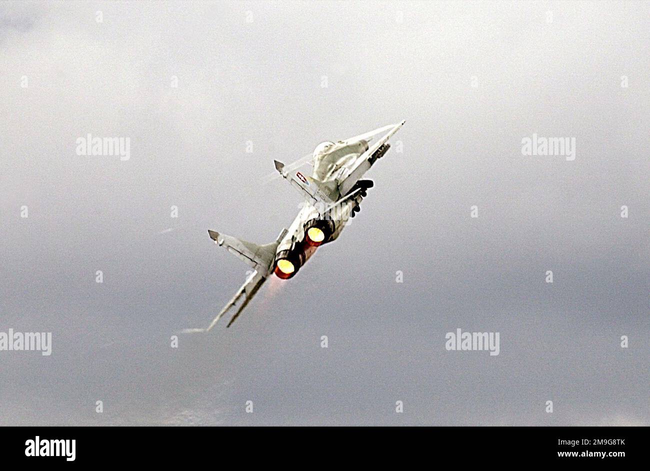 Two Tumansky33 engines scream in afterburner on a MiG29 Fulcrum from