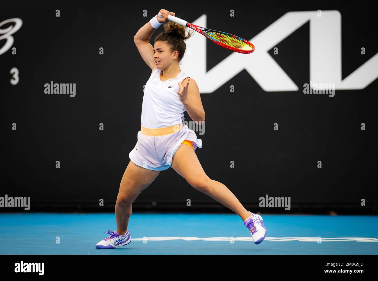 Jasmine Paolini of Italy in action against Liudmila Samsonova of Russia