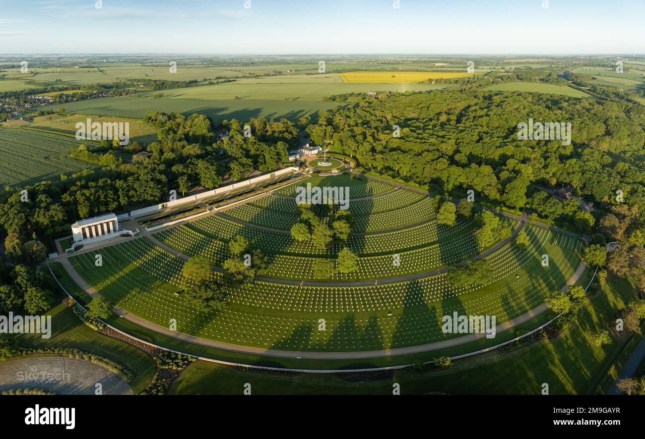 Cambridge American Cemetery Drone Stock Photo
