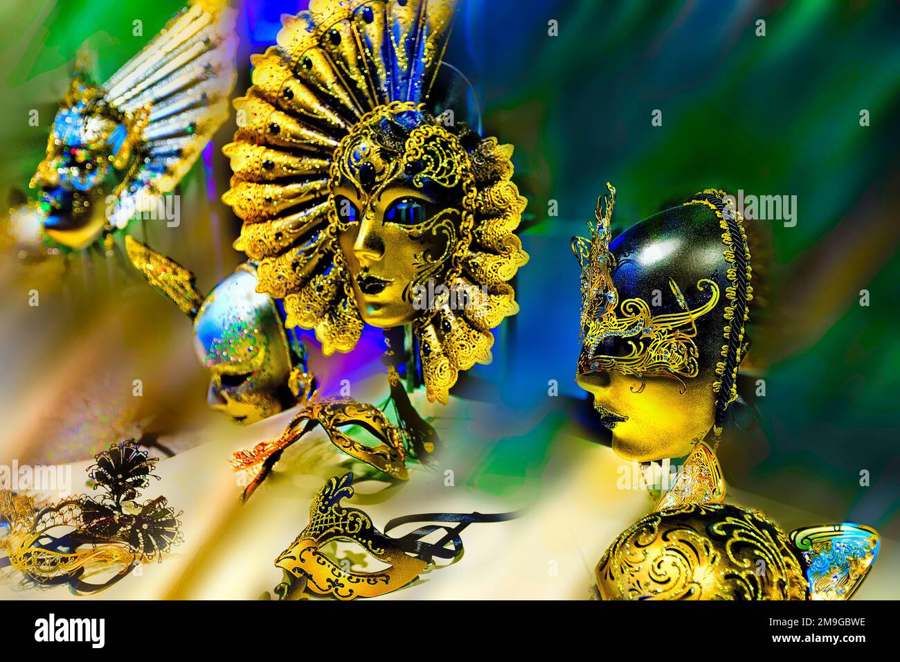 Close-up of carnival masks, Venice, Italy Stock Photo