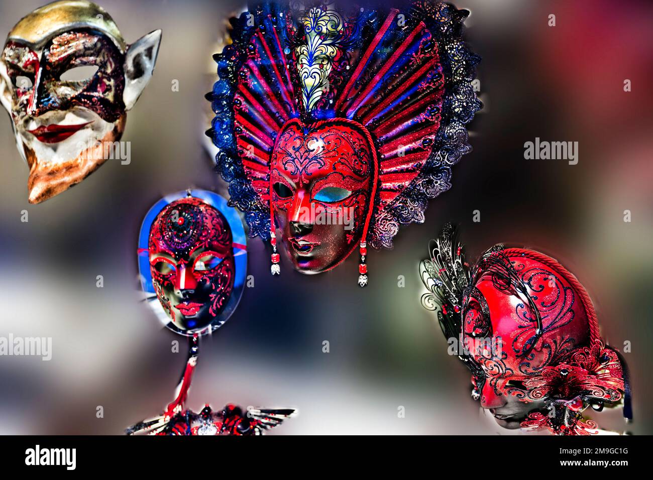 Close-up of carnival masks, Venice, Italy Stock Photo