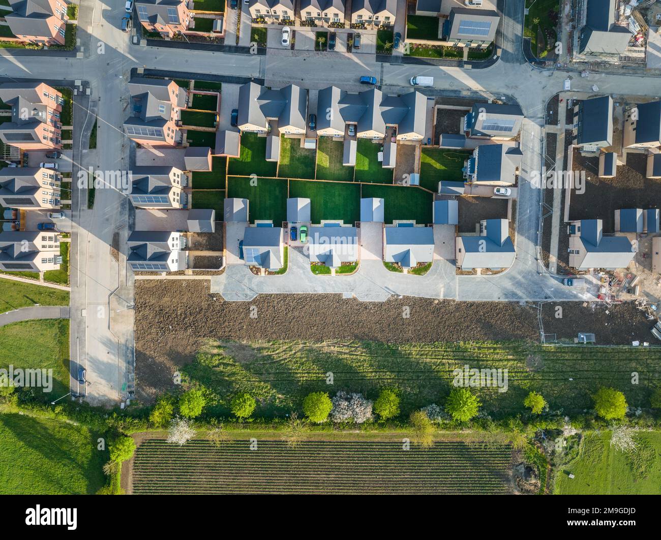 Northstowe New Houses Drone Sunny Day Stock Photo
