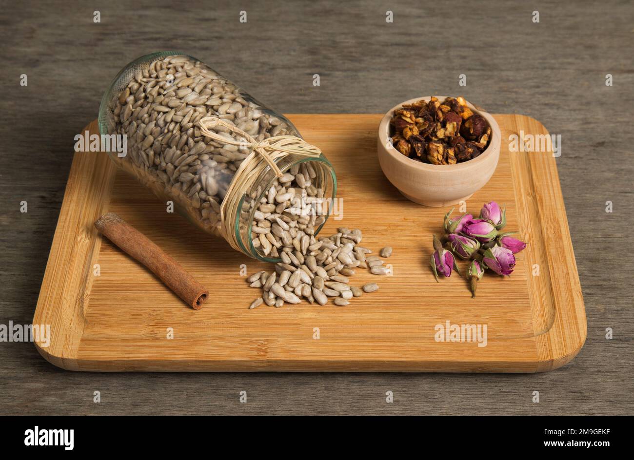Unshelled sunflower seeds spilled from the jar Stock Photo Alamy