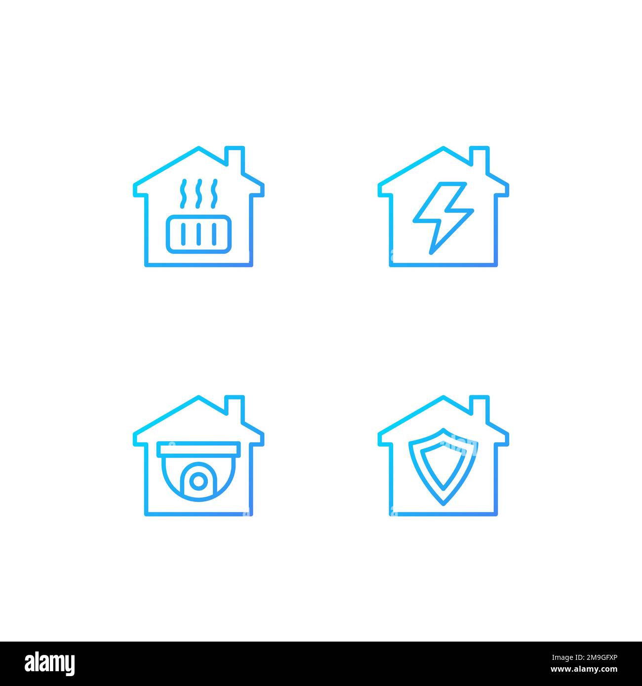 Domestic services pixel perfect gradient linear vector icons set Stock Vector