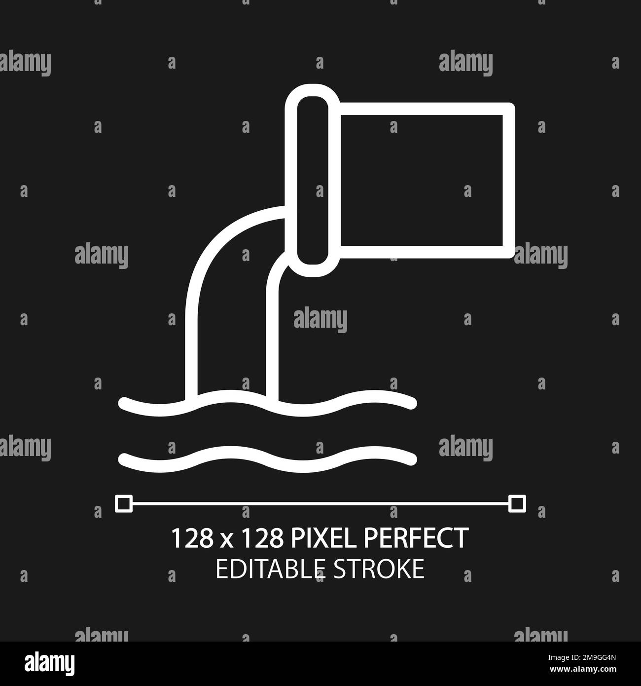 Sewage system pixel perfect white linear icon for dark theme Stock Vector