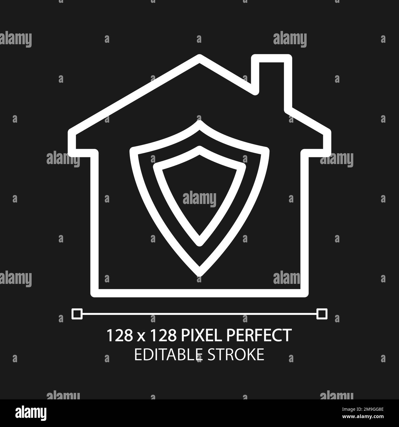 Home security pixel perfect white linear icon for dark theme Stock Vector